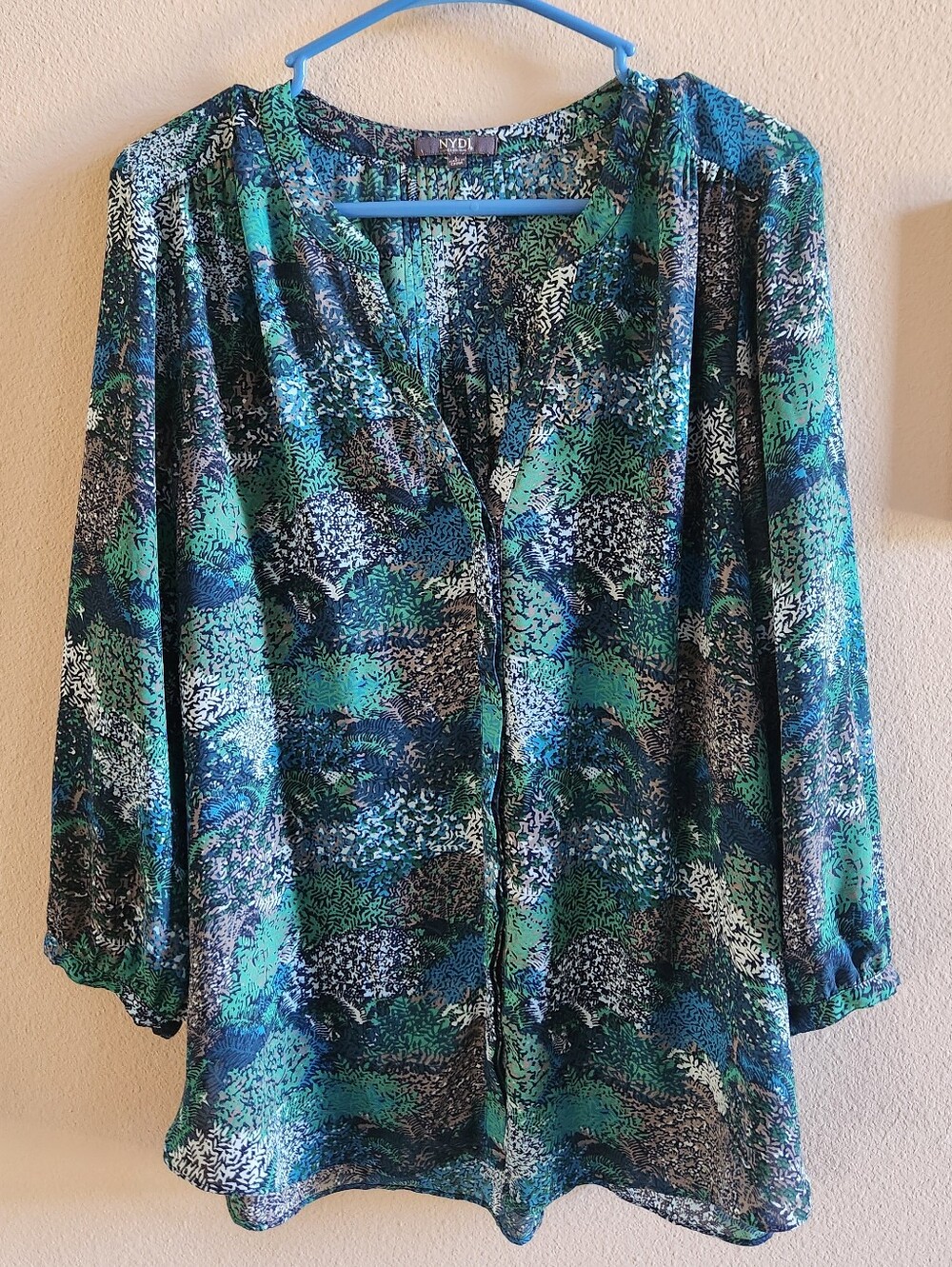NYDJ Blue Green Blouse L